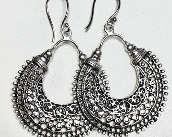 Silver Filigree Ornate Pierced Earrings
