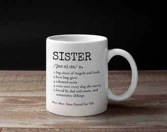 Custom Definition Mug for Sister, Gift  for Sister, Personalized Mug, Birthday Gift for Sister, Gift for Her