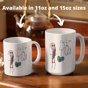 Kid's Drawing Mug, Personalized Gift, Gift for Dad, Father's Day Gift, Mother's Day Gift, Gift for Mom, Custom Mug, Birthday Gift image 2