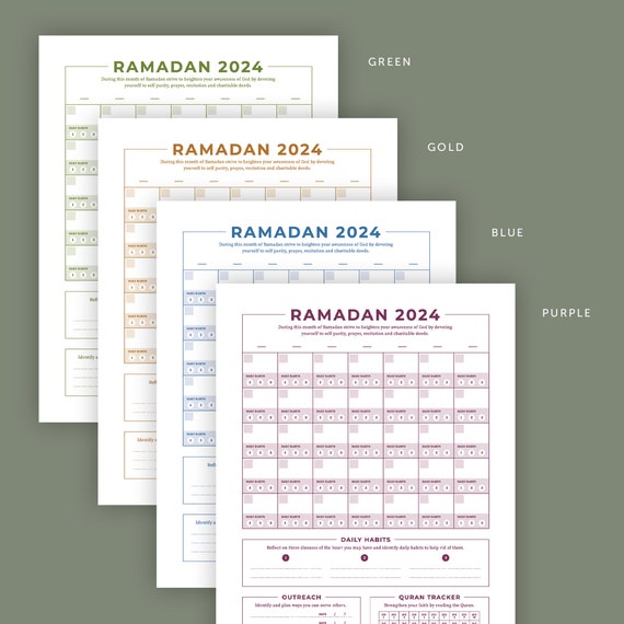 Calendario de Ramadán 2024 imprimible Póster de pared islámico A2 / A3 JPG  PNG PDF -  España