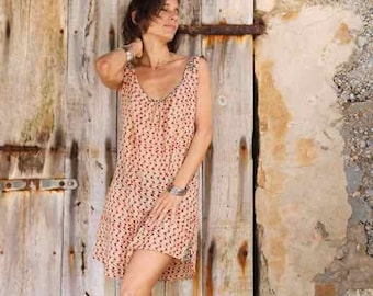 Easy Short Sexy Dress - Summer Ibiza - Light Cotton - Organic Dyes