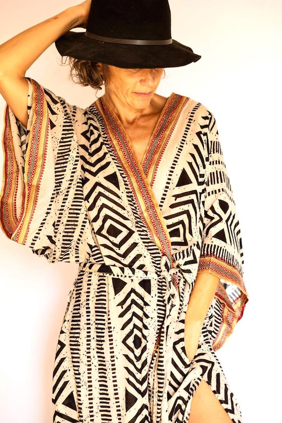 Kimono Dress Ibiza Beach Kaftan Open Tunic- Bohemian
