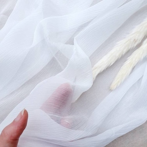 OEKO-TEX® 100% mulberry silk crinkle 5MM 54&quot; delicate lightweight natural fabric  sustainable natural white unbleached  undyed bridal