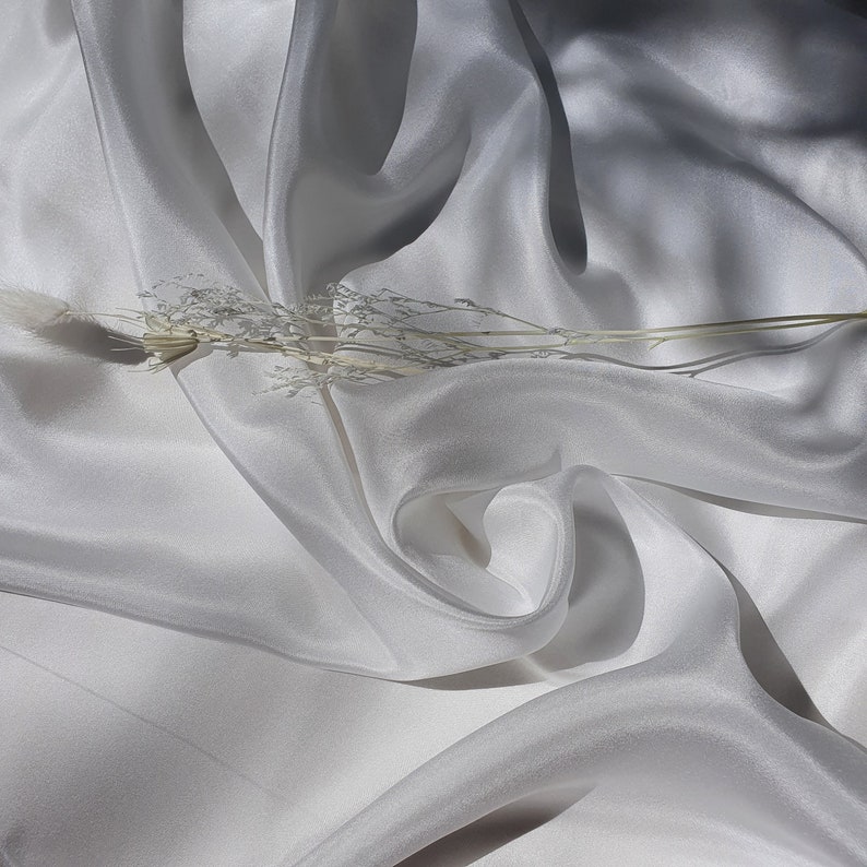 White Mulberry Silk Habotai Fabric - Oeko-Tex Certified, 54" Wide image 5