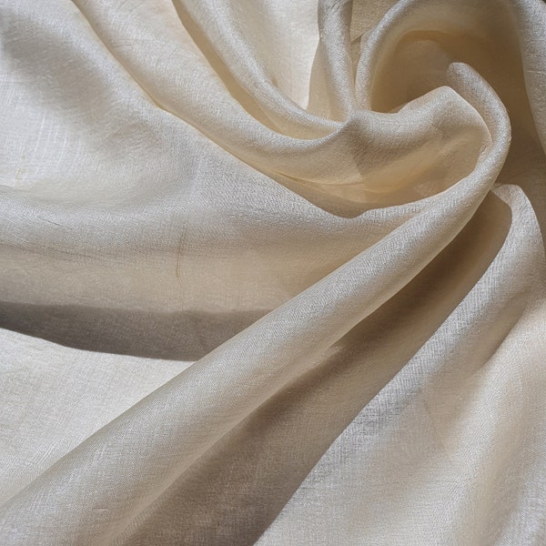 100% organic peace silk 44" tussar ahimsa sustainable non-violent  raw natural handloom ethical  fabric organza cruelty free