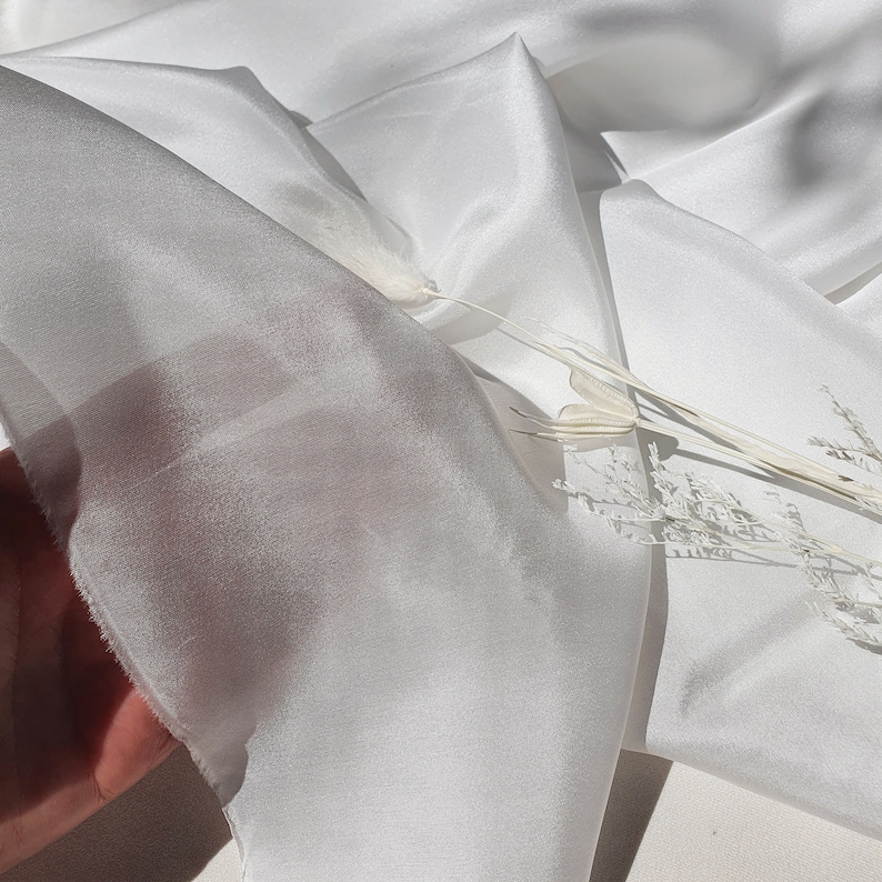 White Mulberry Silk Habotai Fabric - Oeko-Tex Certified, 54" Wide image 6