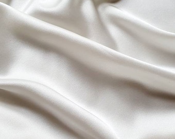 OEKO-TEX® 100% mulberry silk 22mm satin "55 natural fabric material eco non-toxic sustainable plant dye off white undyed bridal