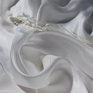 White Mulberry Silk Habotai Fabric - Oeko-Tex Certified, 54" Wide image 1