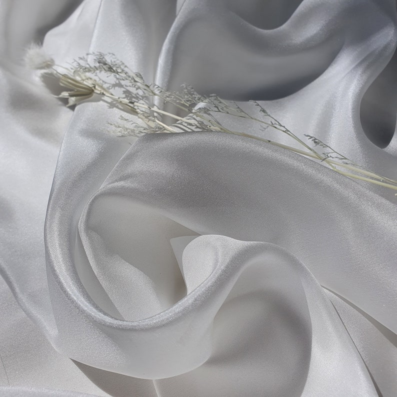White Mulberry Silk Habotai Fabric - Oeko-Tex Certified, 54" Wide image 1