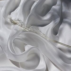 White Mulberry Silk Habotai Fabric - Oeko-Tex Certified, 54" Wide image 2