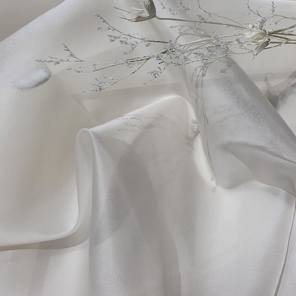 100% silk organza OEKO-TEX® top grade 55" wide sustainable fabric  natural ing eco print bridal material eco natural cream