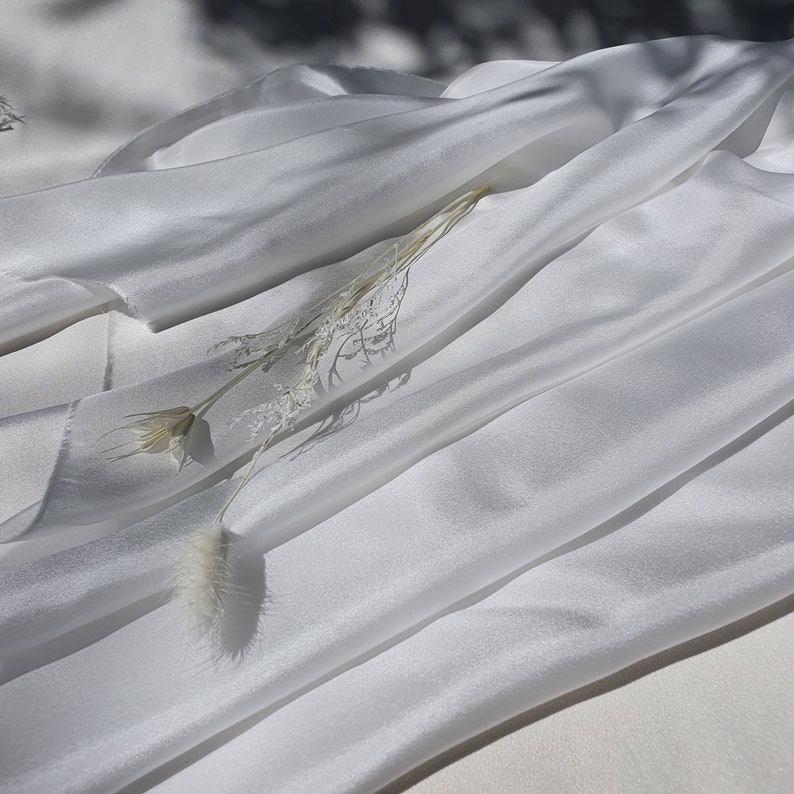 White Mulberry Silk Habotai Fabric - Oeko-Tex Certified, 54" Wide image 8