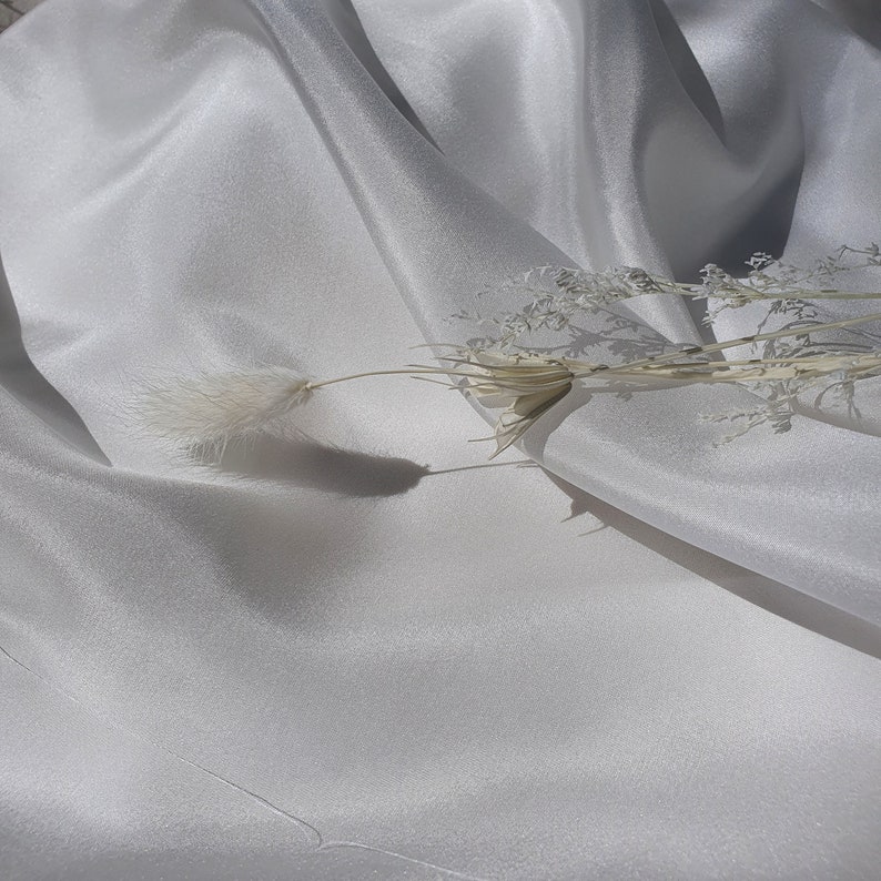 White Mulberry Silk Habotai Fabric - Oeko-Tex Certified, 54" Wide image 4