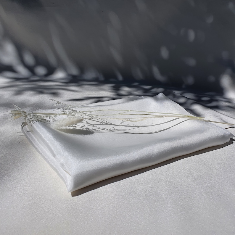 White Mulberry Silk Habotai Fabric - Oeko-Tex Certified, 54" Wide image 3