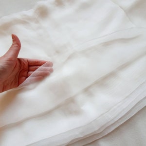 OEKO-TEX® 100% mulberry silk delicate lightweight chiffon 54&quot; natural fabric bridal sustainable white undeyed unbleached eco top grade