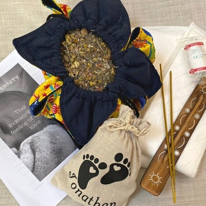 Kit placenta respectueux de l'environnement aux herbes de naissance lotus pour accouchement dans l'eau à la maison, boîte de kit nouvelle maman pour kit de naissance, nouveau-né garçon fille post-partum