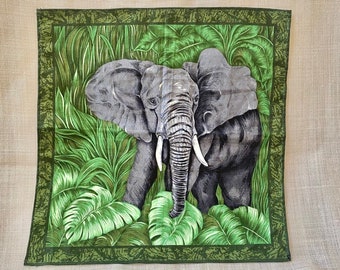 Embalaje sostenible de algodón de sabana africana, tela de envoltura furoshiki mediana elefante, envoltura de regalo de algodón reutilizable, regalos ecológicos