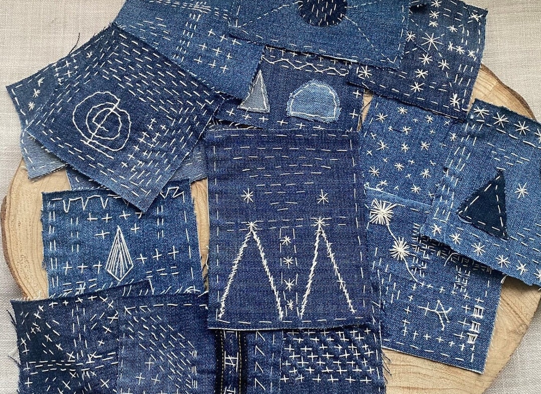 Patchs Boro pour un raccommodage visible, parfaits pour les jeans, les vestes ou les sacs à dos, Sashiko en denim de raccommodage pour la couture à la main, Cadeau pour les débutants en couture - Etsy France