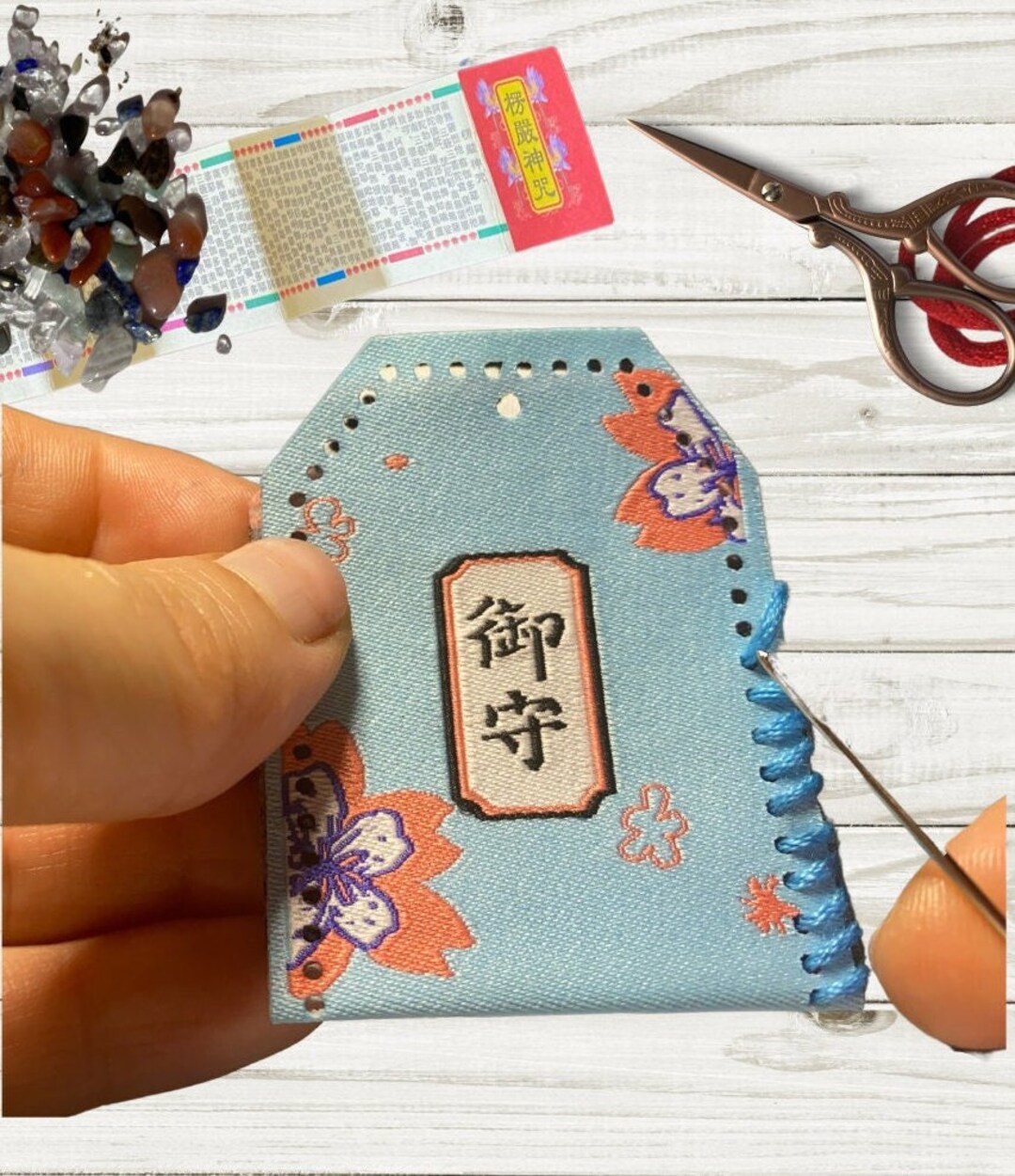 Sky Blue Omamori Amulet Keychain, DIY or Craft Kits Blue Omamori
