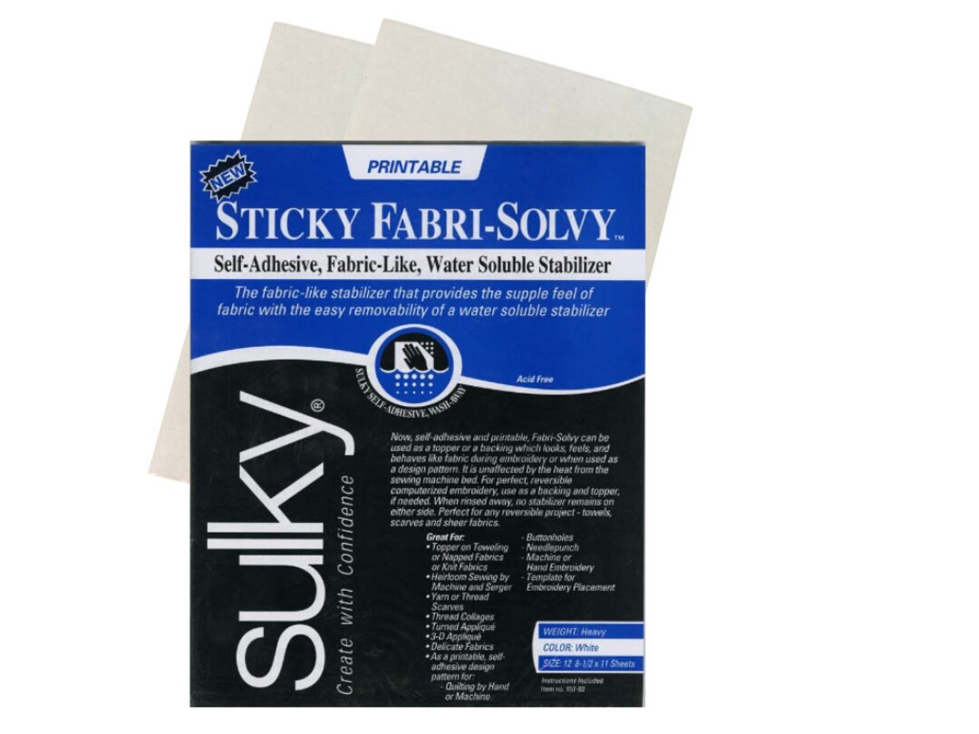 NEW 10 Sheets Peel and Stick Embroidery Paper, Sticky Fabri Solvy, Printable Water Soluble ...