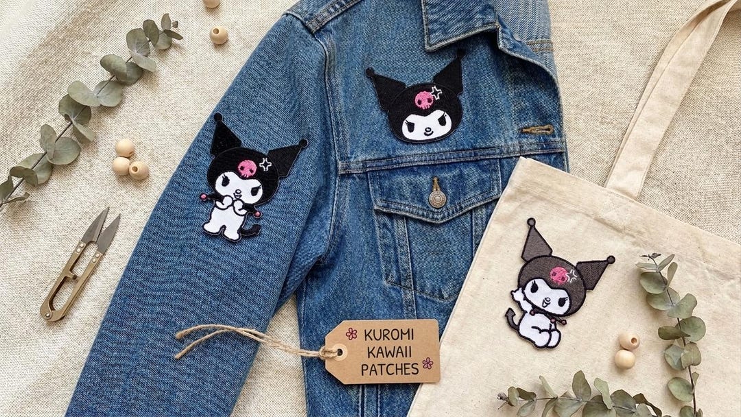 Kuromi Sanrio Embroidered Iron-on Patch With 3 Mini Stickers Gift
