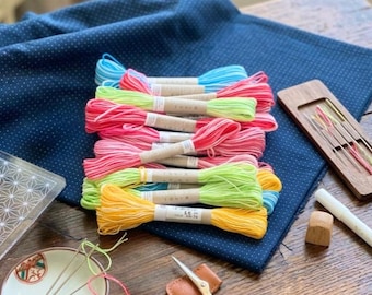 Hilos de algodón Sashiko multicolores degradados de 20 m, para bordado japonés, costura y reparación visible, color variado.