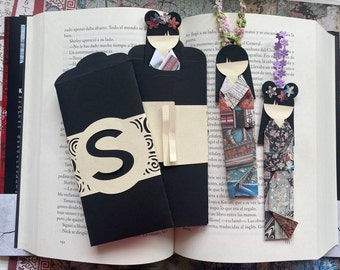 Bookmark origami geisha  with customizable envelope made with Japanese scrapbooking paper, Japanese Kimono Doll Bookmarks, Bookworm Gift