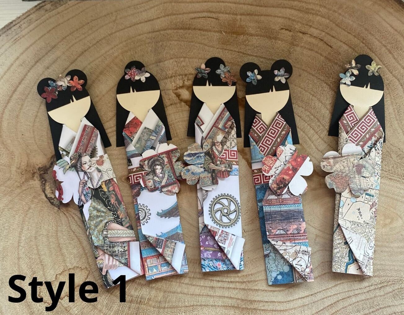2 Japanese Origami Paper Doll Bookmark That Can Be Stored in ...