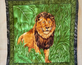 Paño de envoltura furoshiki pequeño león, embalaje de algodón de sabana africana sostenible Idea de regalo ecológica para niños Envoltura de regalo de algodón reutilizable