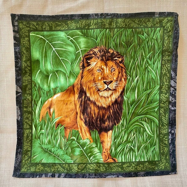 Lion small furoshiki wrapping cloth, Sustainable african savannah cotton packaging Eco friendly gift idea for kids Reusable cotton gift wrap