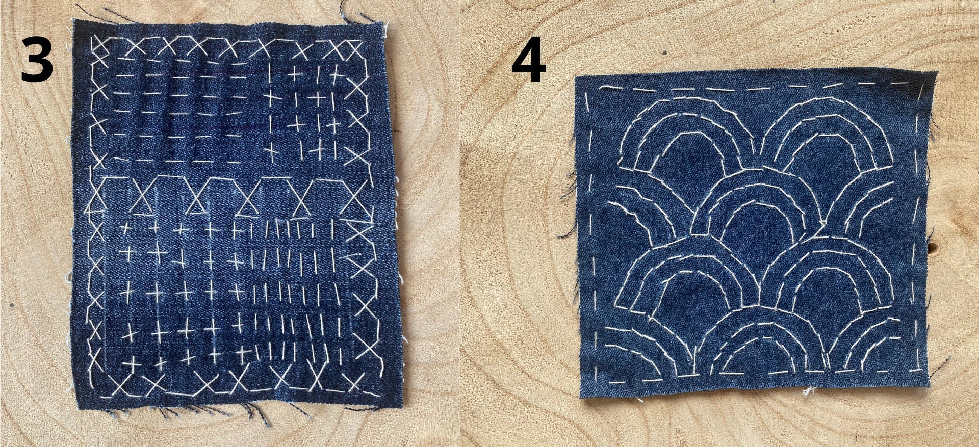 Embroidery Boro Knee Patch for Jean Repair, Blue Fabric Patches Sashiko ...