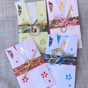 Sobre de regalo de boda japonés personalizado en forma de kimono con flor mizuhiki, sobre de dinero para fondos de luna de miel, tarjeta de dinero para recién casados