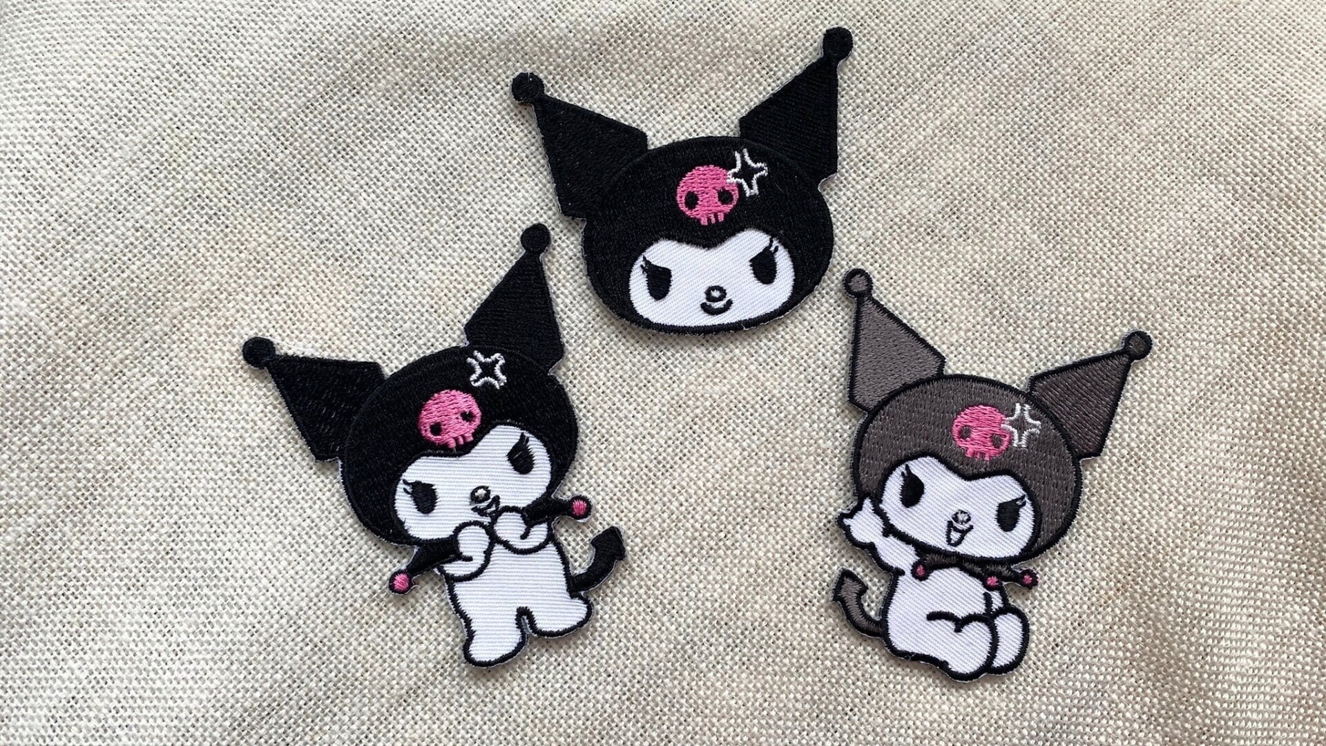 Kuromi Sanrio Embroidered Iron-on Patch With 3 Mini Stickers