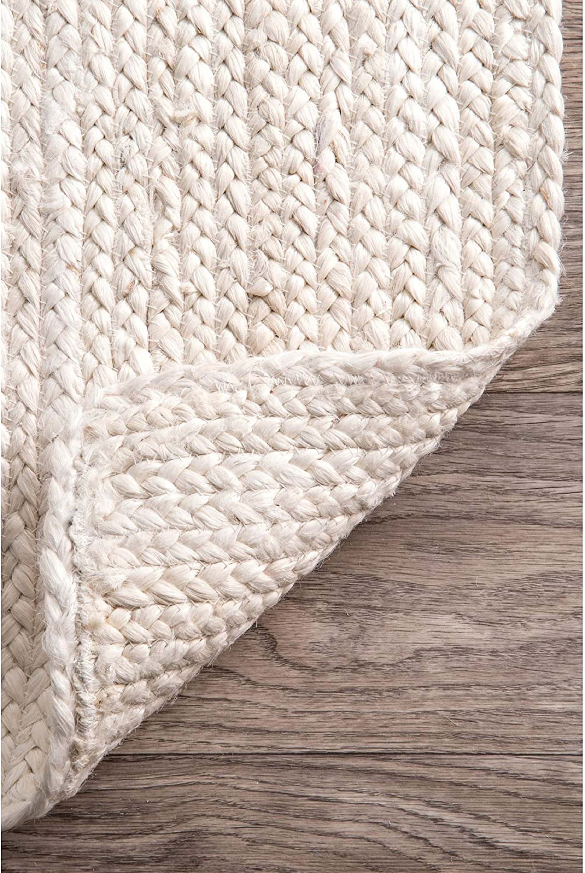 Beautiful Braided Genuine White Natural Jute Area Rug Home Etsy