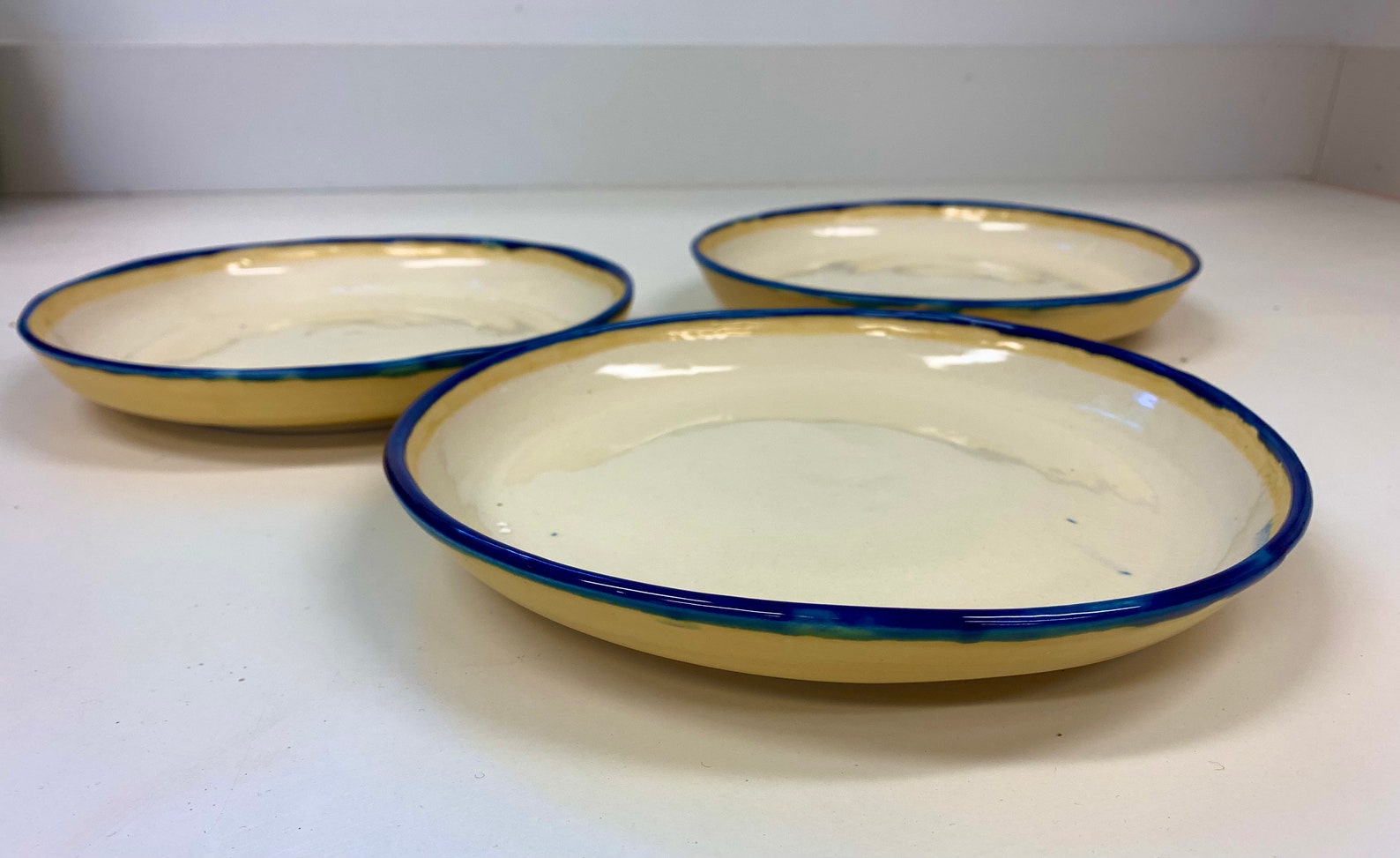 Yellow White and Blue Pasta Bowl Etsy