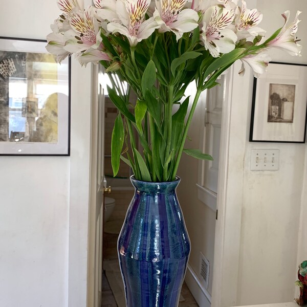 Blue Striped Vase Etsy
