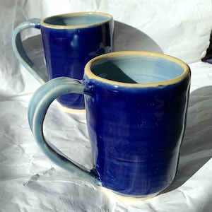 Cobalt and Sky Blue Mug With Yellow Rim