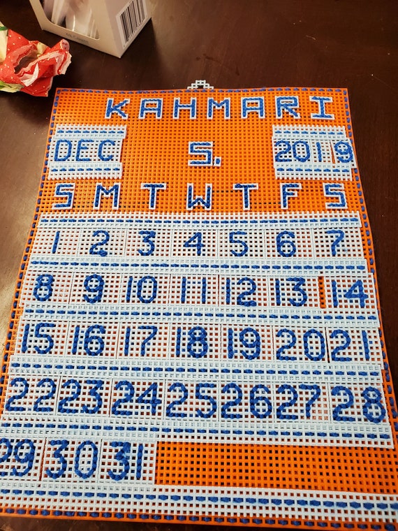 Canvas Calendar/personalized Calendar/ Sewn With Yarn/ Plastic Etsy