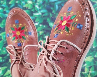 Embroidered Leather Loafers | Artisanal Floral Shoes