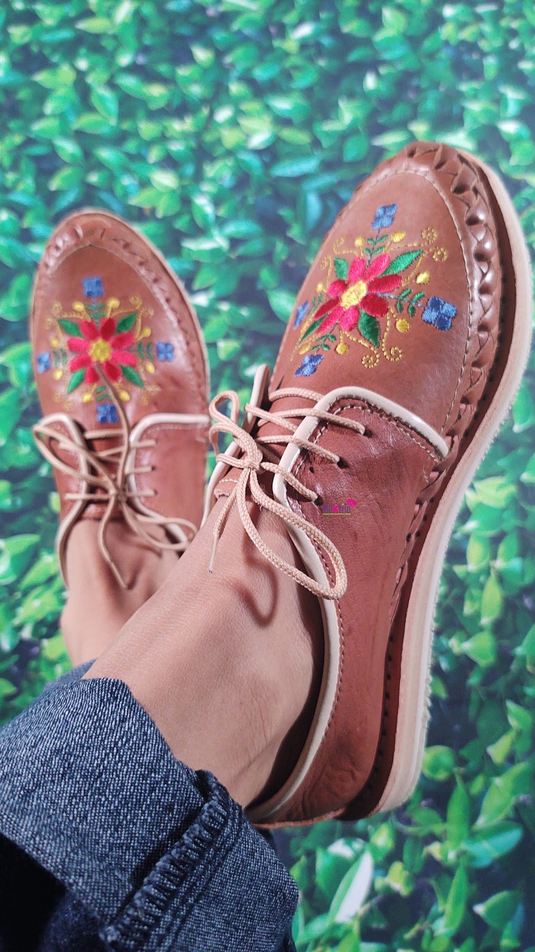 Embroidered Leather Loafers Leather Floral Shoes Artisanal Embroidered
