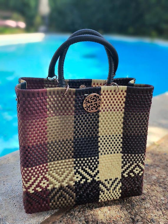 Venus Tote Bag Mexican Plastic Woven Bag| Handwoven Plastic Tote