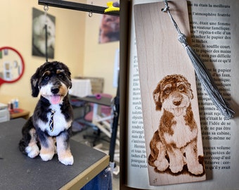 Personalized wooden dog bookmark, pyrography