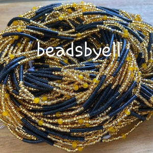 Black Volta Exotic Tie On Vintage African  Waist Beads Worn around a Woman&#39;s Waist to Draw Attention to and Enhance her Femininity