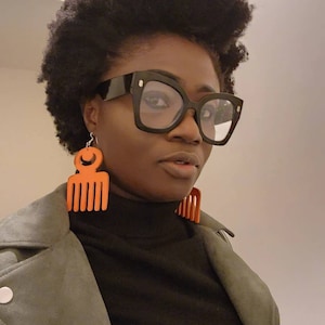 AFRICAN EARRINGS, GHANA, Big Dangle Earrings, Feminist Earrings, Duafe Adinkra Natural Wood Symbol Formal Hippie Earrings For Women