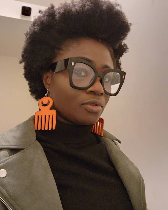 African Wooden Dangle Earrings: Ghana Duafe Adinkra Symbol