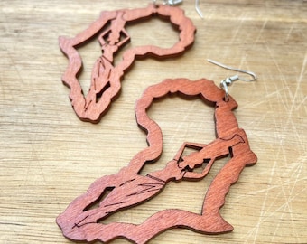 African Wooden Earrings: Afrocentric Boho Statement Jewelry