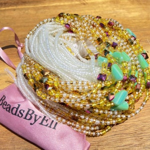 Authentic WAIST BEAD, Belly Beads, FEMINIST Jewelry, Crystal Waist Beads, Frosted Fever Crystals Faceted Tie On African Waist Beads for Gift