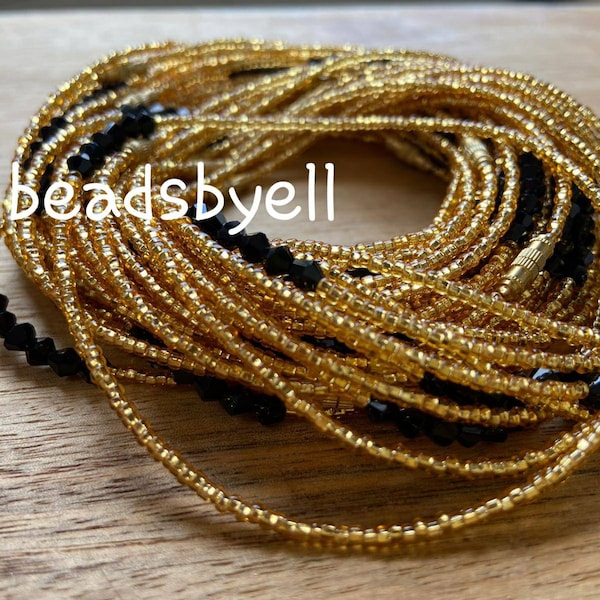 Black Gold Exotic African Waist Beads With Clasp/ Screw Worn around a Woman's Waist to Draw Attention to and Enhance her Femininity