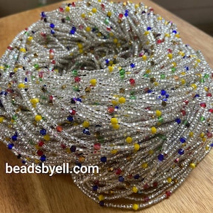 Silver Crystals Exotic Tie On Waist Beads Worn around a Woman&#39;s Waist to Draw Attention to and Enhance her Femininity
