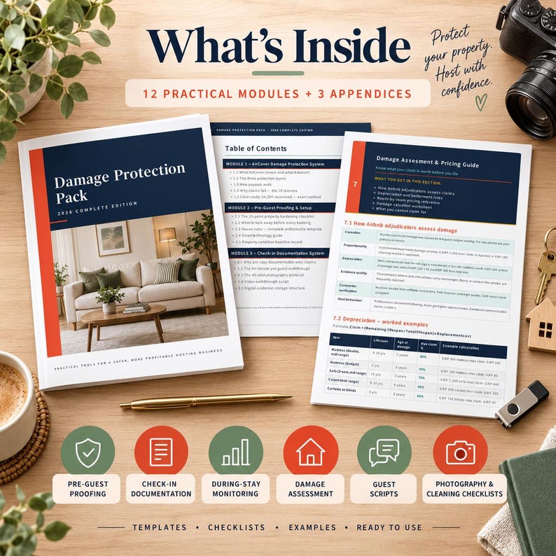 Appendix Items Design Short-term Rental Host Toolkit, Damage Protection Guide, 500+ AI ...